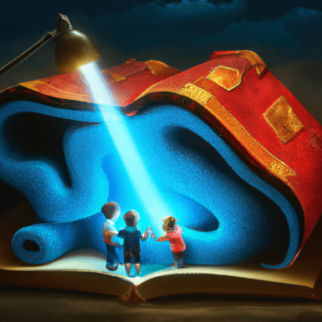 children reading a giant book called catch stories that you see on the cover